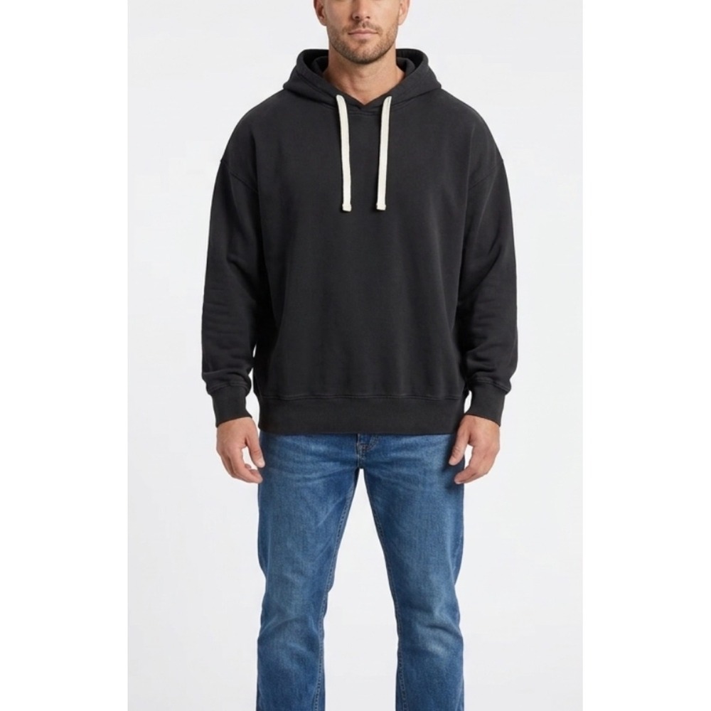 Buffalo David Bitton Mens Hoodie Black Fleece Pullover Sweatshirt Size M
